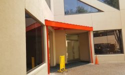 metal awning at building entrance