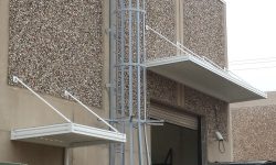 metal awning over delivery entrance