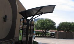 Carport awning at fast food drive through